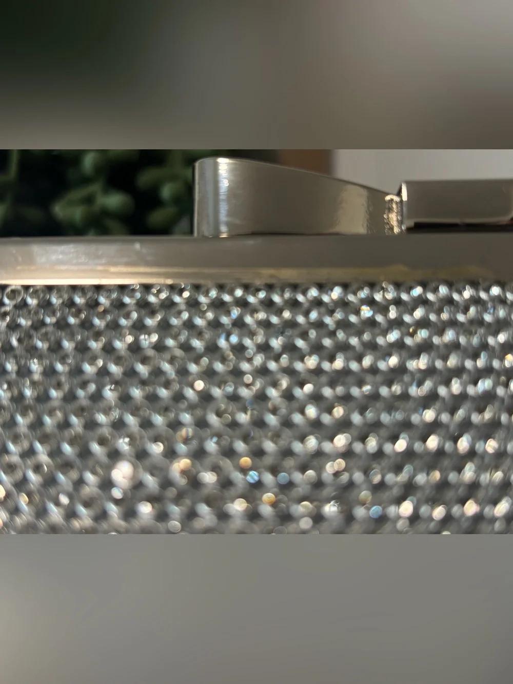 Silver Rhinestone & Bow Evening Clutch